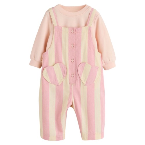Kids' Stripe Overalls & Bodysuit Set, 6-9M