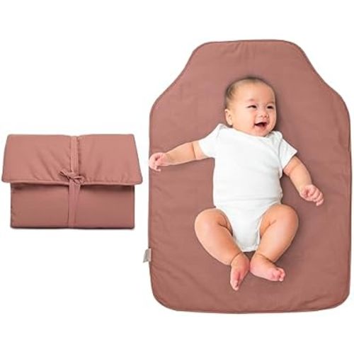 Natemia Portable Diaper Changing Pad - Rollable, Portable Changing Pad for Diaper Bag & Travel - OEKO-TEX Cotton Exterior - Foldable Baby Changing Mat - Machine Washable - Baby Essentials (Misty Rose)