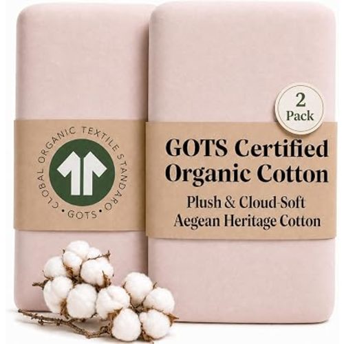 GOTS Organic Bedside Bassinet Sheets 33x20 and 35x19 for Baby Delight,Koola Baby Bond. Premium Weight Luxury Turkish Cotton - Rectangle Bassinet Sheets