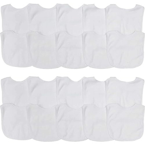 Neat Solutions 2-Ply Knit Terry Bibs in White - 20 Pack