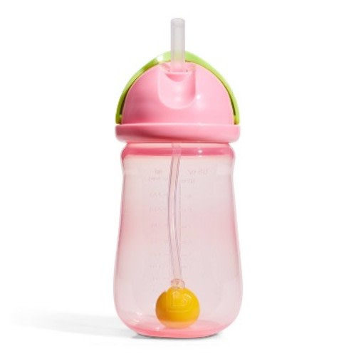 Munchkin 10oz Plastic Any Angle Spill-Proof Weighted Straw Cup - Pink