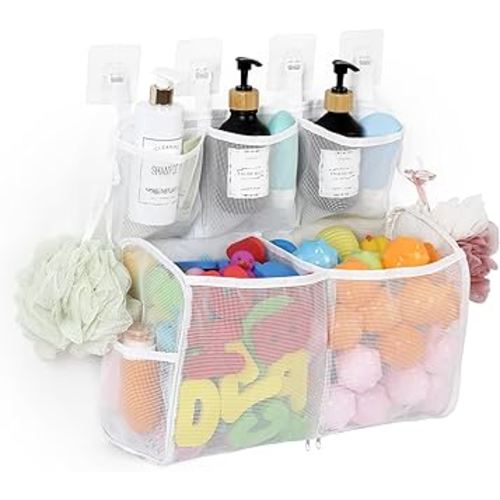 Bath Toy Storage, 2 Layers Large Capacity Bath Toy Holder - White
