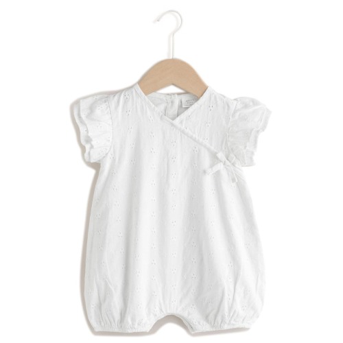 Eyelet Embroidered Wrap Romper