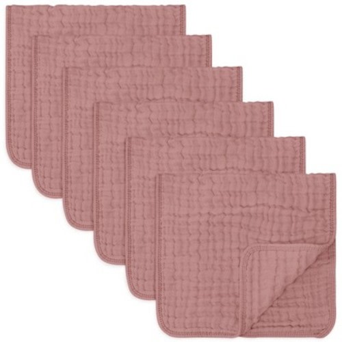 Muslin Burp Cloths Large 100% Cotton by Comfy Cubs, Color: Mauve, Size: pack of 6