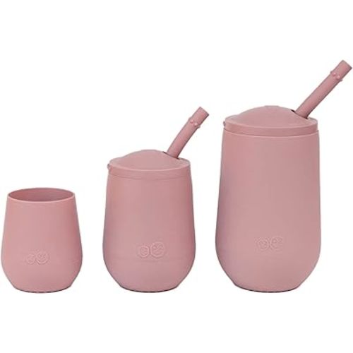 ezpz Developmental Cup Set (Blush) 100% Silicone Training Cup for Infants - Designed by a Pediatric Feeding Specialist - Baby-led Weaning Essentials & Baby Gifts