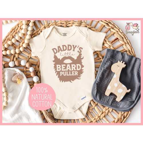 Father's Day Baby Onesie, Daddy's Little Beard Puller Baby Bodysuit, Funny Baby Shower Gift for New Dad, Bearded Dad Birth Announcement