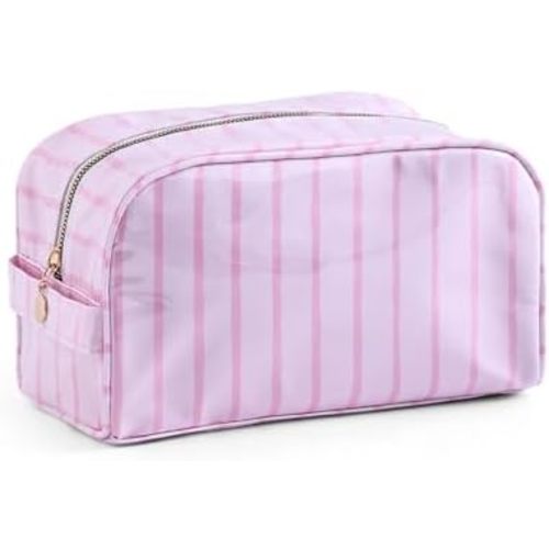 DYSHAYEN Travel Toiletry Bag for Women, Pink Stripe