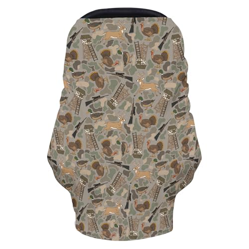 Vintage Hunting Animals Baby Car Seats Covers Car Canopy Hunting Mallard Duck Deer Turkey Soft Nursing Breastfeeding Cover Camouflage Outdoor Adventure Stroller Cover for Baby Boys Girls