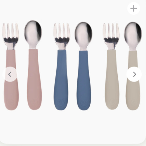 Stainless Steel & Silicone Toddler Utensils – Set of 6 (3 Forks + 3 Spoons)