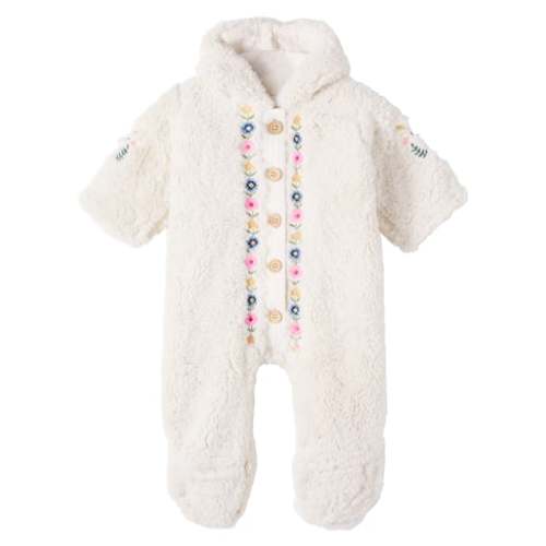 Baby Floral embroidered teddy onesie