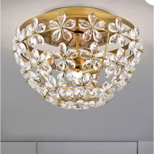Rosa 3-Light Glam Daisy Flower Crystal Blossom Flush Mount