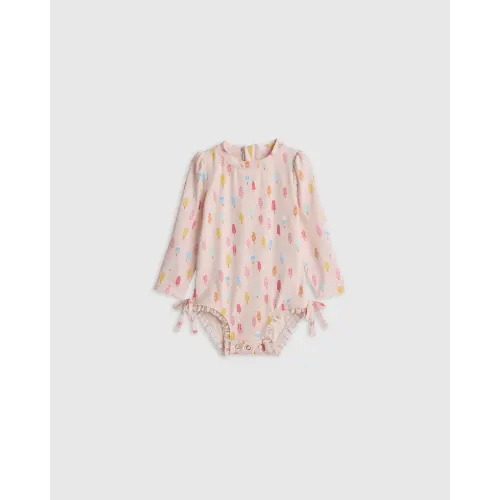 Long Sleeve Tie One-Piece Swimsuit - Baby