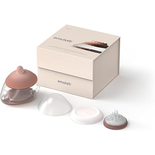 Emulait Anatomy Baby Bottle – Breast-Shaped, Natural Flow Nipple with Anti-Colic Valve – Closest to Breastfeeding for Newborns & Infants, Medium, Shape 2