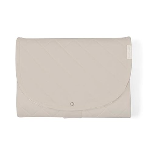 Makemake Organics Organic Portable Changing Pad GOTS Certified Organic Cotton Fill Portable Diaper Changing Mat Diaper Clutch Changing Station Kit Compact Travel Pad (33"x34", Solid Taupe)