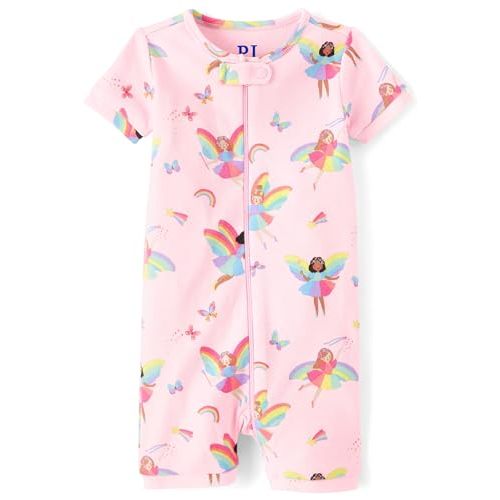 The Children's Place baby-girls And Newborn 100% Cotton Short Sleeve Zip Front One Piece Footless Pajamas
