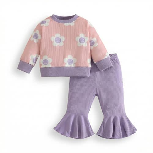 Toddler Girl 2-piece Clothes Set Infant Girl Cotton Long Sleeve Shirt and Pant Fall Winter Outfit for Baby Girl