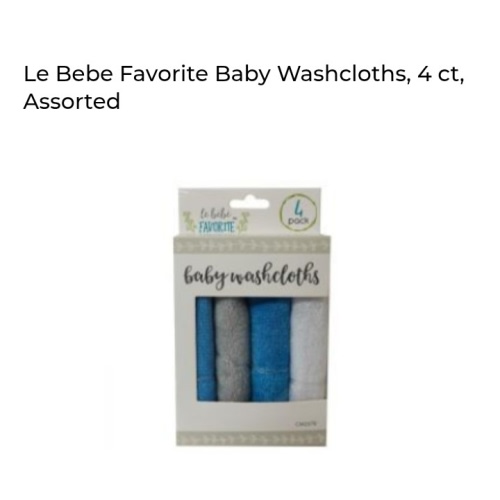 Buy Le Bebe Favorite Baby Washcloths, 4 ct, Assorted from Dollar General - available
