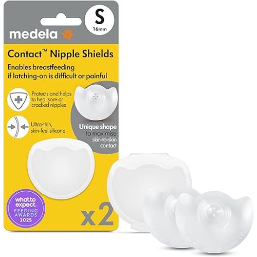 Medela Contact Nipple Shields, Small 16mm | for Latching Difficulties During Breastfeeding, Flat or Inverted Nipples