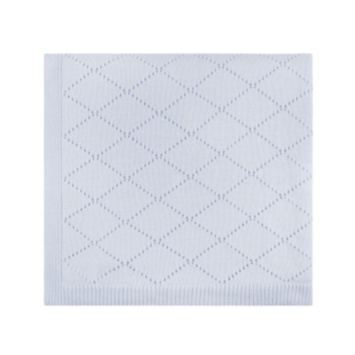 Feltman Brothers Diamond Pointelle Knit Blanket I Color Blue