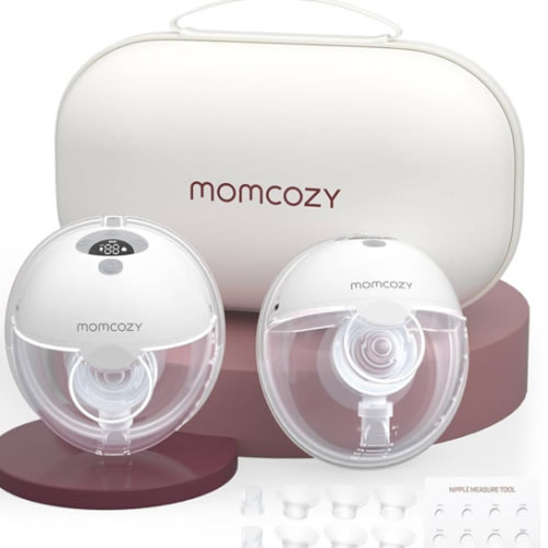 Momcozy M5 Hands Free Breast Pump, Portable Electric Pump of Baby Mouth Double-Sealed Flange with 3 Modes & 9 Levels (Gray, 2 Count)
