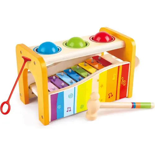 Hape Pound & Tap Bench with Slide Out Xylophone - Award Winning Durable Wooden Musical Pounding Toy for Toddlers