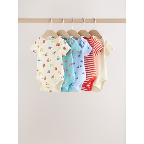 Green Short Sleeve Baby Bodysuits 5 Pack