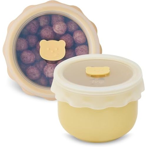 Firgi Ceramic Baby Food Storage Container, Airtight BPA-Free Jar with Silicone Lid, Unbreakable Ceramic, Microwave & Dishwasher Safe, Reusable Glass Alternative for Baby Puree (8.45oz - Yellow)