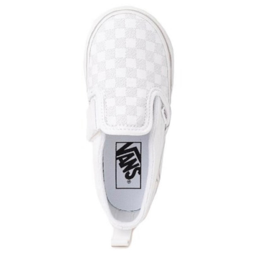 Vans Classic Slip-On V Checkerboard Skate Shoe - Baby / Toddler - True White / Silver | Journeys