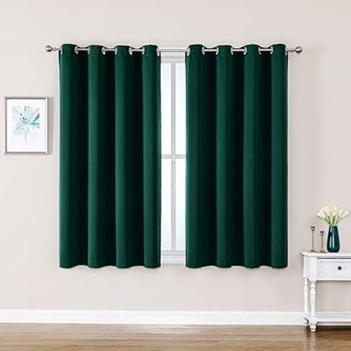 ChrisDowa Grommet Blackout Curtains for Bedroom and Living Room - 2 Panels Set Thermal Insulated Room Darkening Curtains (Forest Green, 52W x 54L)