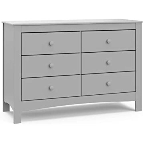 Graco Noah 6-Drawer Dresser (Pebble Gray) – GREENGUARD Gold Certified, Gray Dresser for Bedroom, Kids & Nursery Storage Chest, Safety Interlocking Drawers, Pre-Installed Tracks, Kids Chest