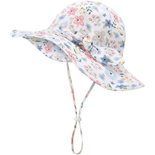 Baby Toddler Infant Girls Bucket Sun Hats Protection Beach UPF 50+ Toddler Wide Brim Bucket Summer Hats
