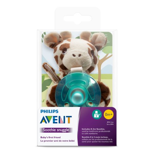 Philips Avent Soothie Snuggle Pacifier, Giraffe, Ages 0-3m