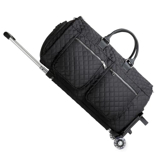 Rolling Garment Bags for Travel,Convertible Duffle Garment Bag Roller Bag Carry on Garment Bag with Wheels Luggage Rolling Weekender Roller Duffle Bags for Travel-Black