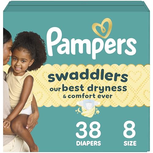 Pampers Swaddlers Diapers, Size 8 (30+ lbs), 38 Count, Absorbent, Keeps Baby Dry and Comfortable, Skin Safe Disposable Baby Diaper (Packaging May Vary)