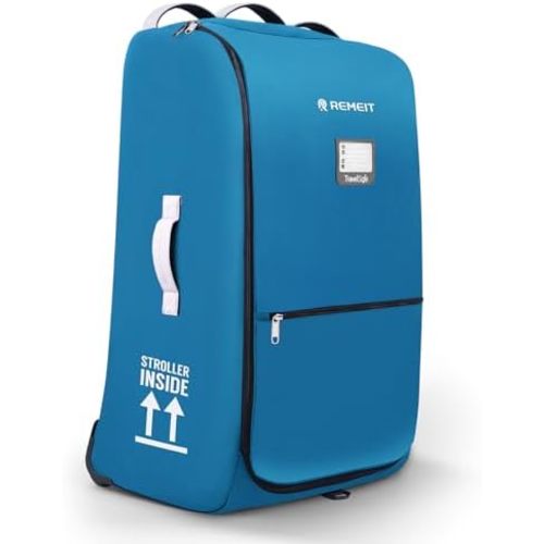 Stroller Bag for Airplane, Stroller Travel Bag Compatible with UPPAbaby Vista, Vista V2, Cruz V2, Rolling Wheel Bag with Storage Pocket, Multiple Handles, Luggage Tag for Flight Travel, Blue