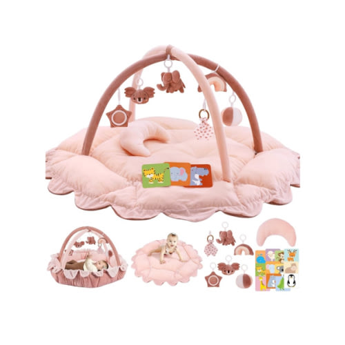 Amazon.com : 5-in-1 Plush Baby Play Gym, Baby Play Mats, Convertible Baby Gym with Pillow, Tummy time mat, 6 Sensory Toys, Baby Activity Center from Newborn to Toddler, Pet Bed, Cat & Dog Bed, Ball Pit, Pink : Baby