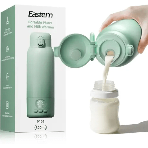 Portable Bottle Warmer for Travel - Portable Milk Warmer for Baby - Fast Heating Fast Heating Breast Milk & Formula Warmer 17oz Capacity, Adjustable Temp Long Battery Life for Outdoor Airplane and Car