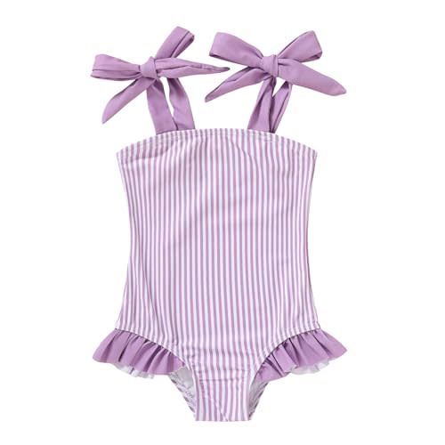 YOUNGER TREE Toddler Swimsuit Girl Color Block Stripe One-Piece Swimwear Baby Girl Bathing Suits