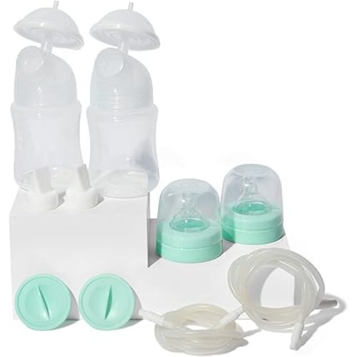 Motif Medical Duo Double Breast Pump Replacement Parts - Resupply Kit w/Milk Storage Containers, Bottle Caps, Bottle Nipples, Tubes, Disks, Connectors & More - Safe Easy-to-Use Breast Pump Kit