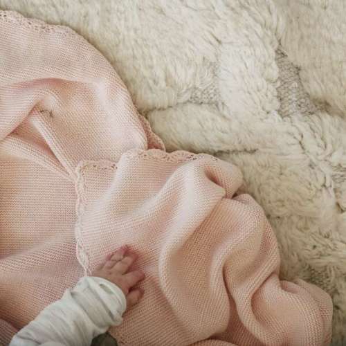 Cotton Knit Blanket, Pink - Gooselings | Maisonette