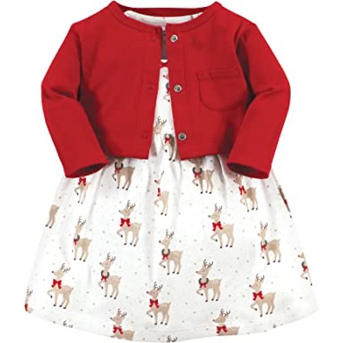 Hudson Baby Baby Girls' Cotton Dress and Cardigan Set