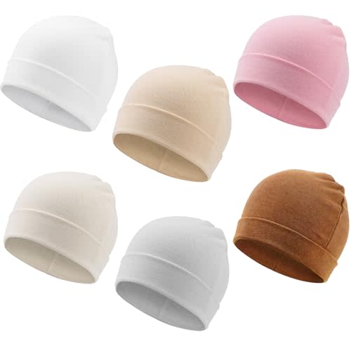 DRESHOW BQUBO 6 Pack Baby Beanie Hats for Unisex Infant Toddler Cotton Beanie Newborn Hospital Hat for Boys Girls 0-6 Months