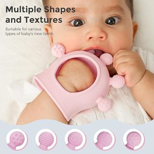 Momcozy Baby Teether Toys | Food Grade Silicone Teether Baby Toys | Yellow