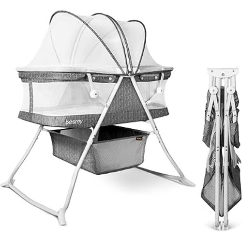 besrey Baby Bassinet, 3-in-1 Portable Foldable Crib for Newborn Infant