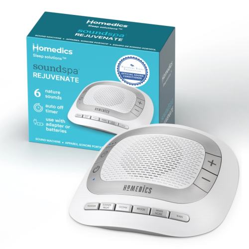 Homedics SoundSpa® Rejuvenate Portable Sound Machine - 6 Nature Sounds | Auto‑Off Timer | Battery + DC Adapter - White - N/A