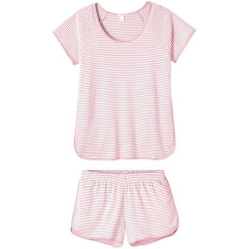 Hilinker Women Striped Pajama Set Short Sleeve Top with Shorts Sleepwear Pjs 2 Piece Lounge Sets