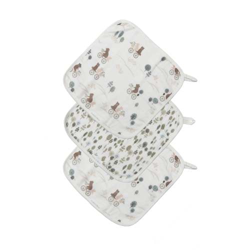 Washcloth Set - 3 Pack - Bears on Bikes