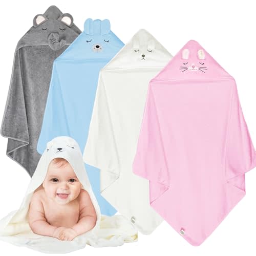 xpertwarm Toddler Bath Towels, Soft Hooded Baby Towels with Hood, Baby Towel Set, UltraAbsorbent Hooded Baby Towel 4pack