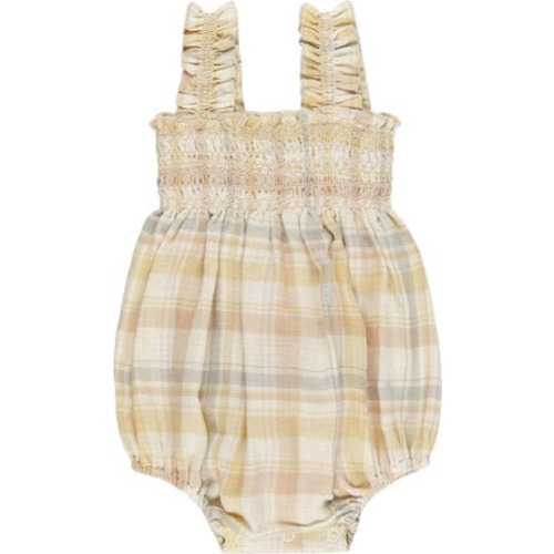 Julia Pastel Plaid Cotton Romper, 3-6M