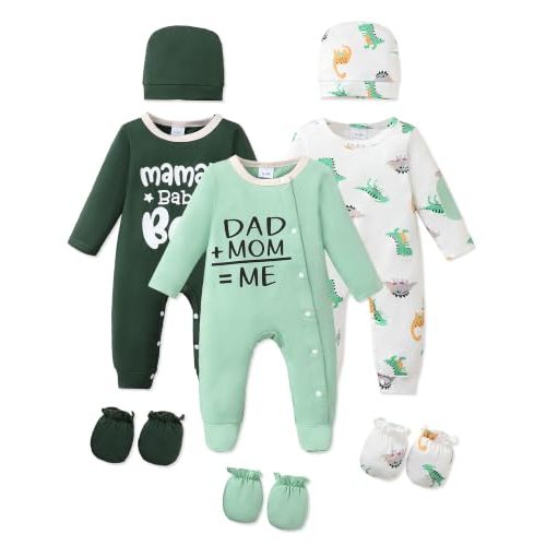 NZRVAWS Baby Boy Clothes Newborn Boy Outfits Infant Hat Mitten 11 Pieces Bear Pattern Romper Jumpsuit 0-3 3-6 6-12 Months